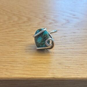 Silver & Turquoise Stone Handmade Wire Ring